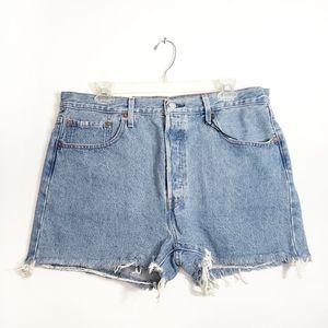Levi's 501 High Rise Frayed Denim Shorts